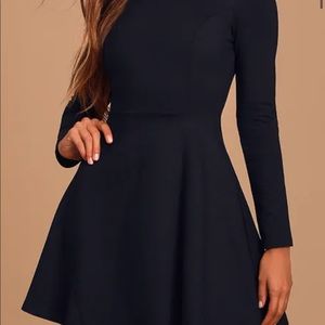 Forever chic black long sleeve skater dress